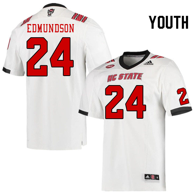 Youth #24 Darius Edmundson North Carolina State Wolfpacks College Football Jerseys Stitched-White